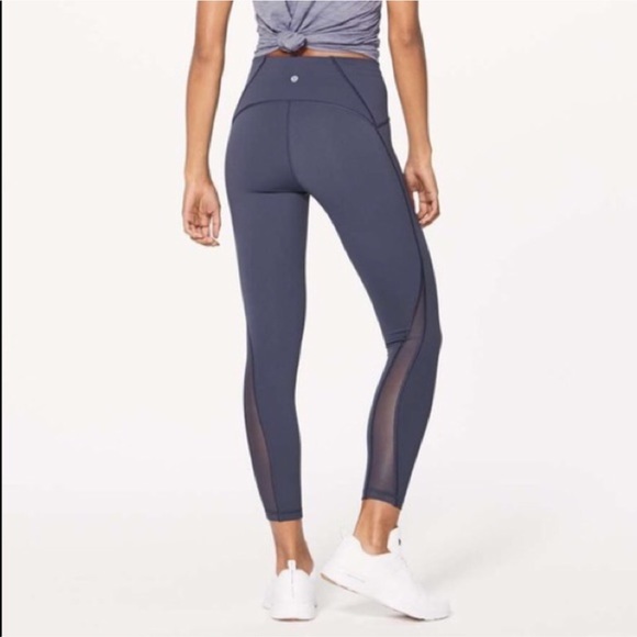 Grey Blue Lululemon Train Time Leggings 